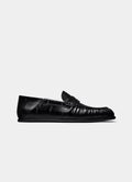 SUITSUPPLY Black Crocodile-Embossed Grain Loafer