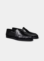 SUITSUPPLY Black Crocodile-Embossed Grain Loafer
