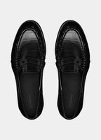 SUITSUPPLY Black Crocodile-Embossed Grain Loafer