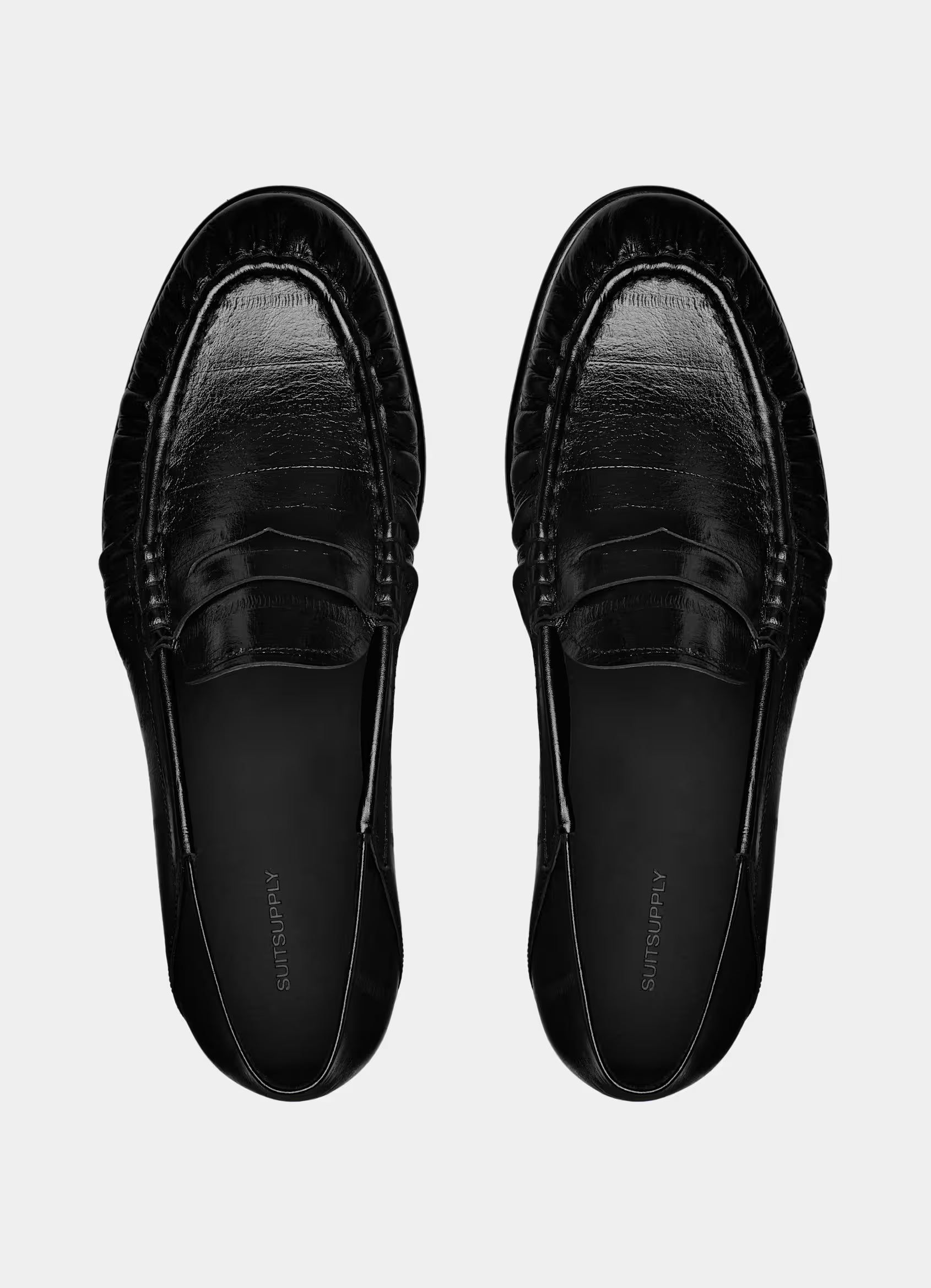SUITSUPPLY Black Crocodile-Embossed Grain Loafer
