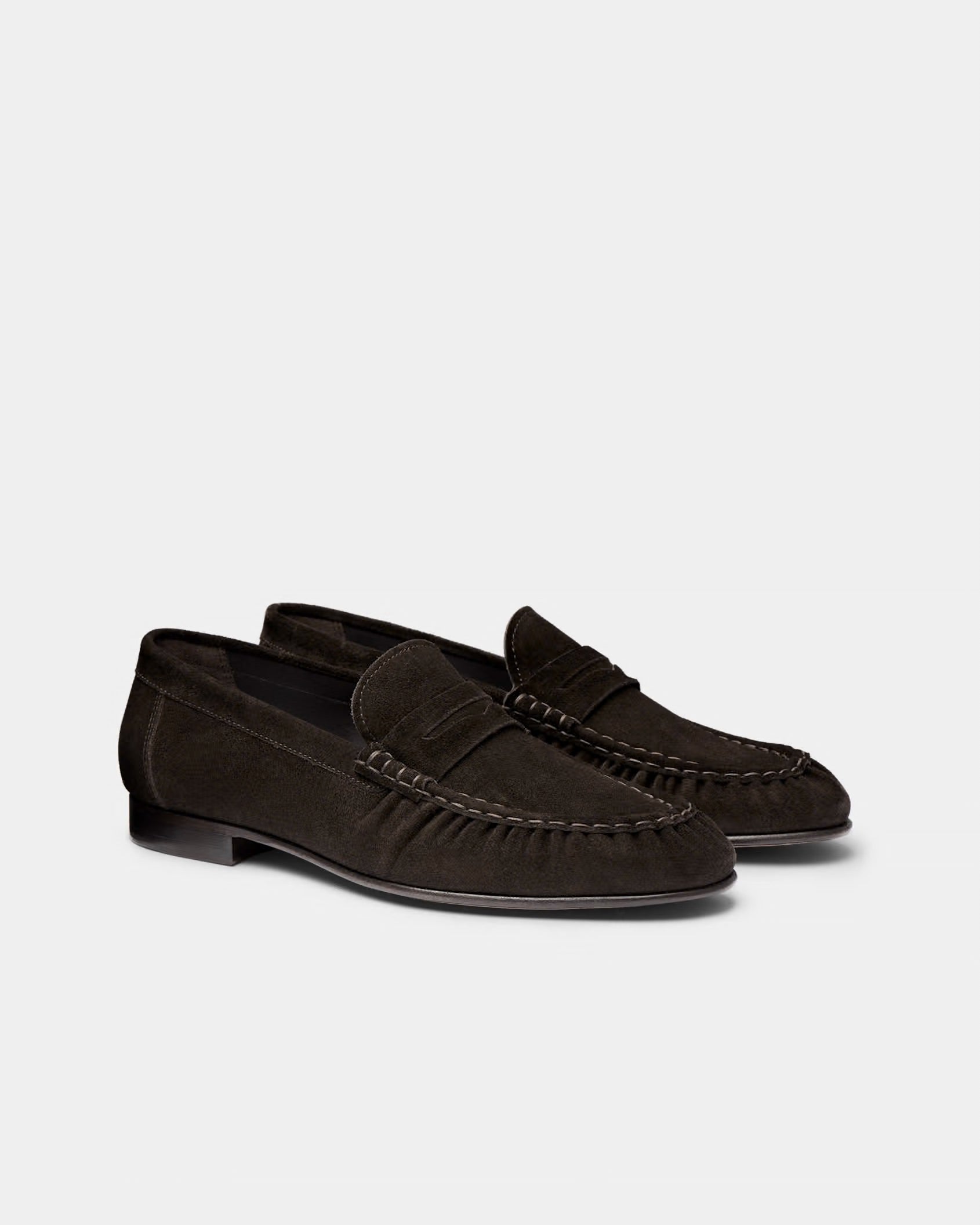 SUITSUPPLY Dark Brown Suede Penny Loafer