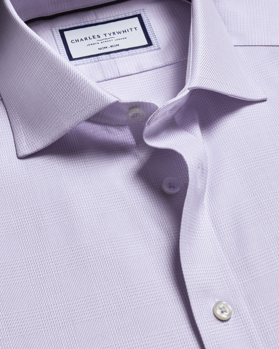 Charles Tyrwhitt Non-Iron Burlington Weave Prince of Wales Check Shirt - Lilac