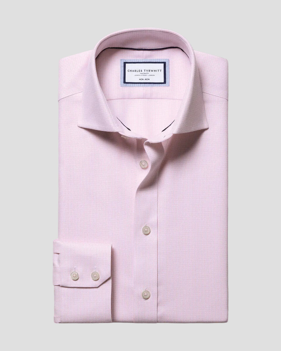 Charles Tyrwhitt Non-Iron Stretch Burlington Weave Shirt - Pink