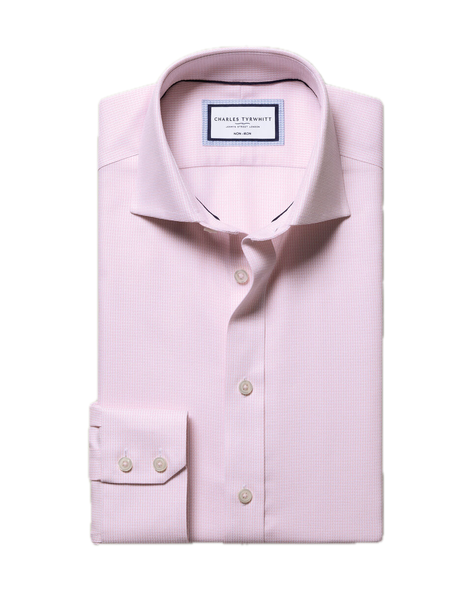 Charles Tyrwhitt Non-Iron Stretch Burlington Weave Shirt - Pink