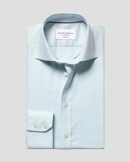Charles Tyrwhitt Non-Iron Stretch Greenwich Weave Shirt – Aqua Green