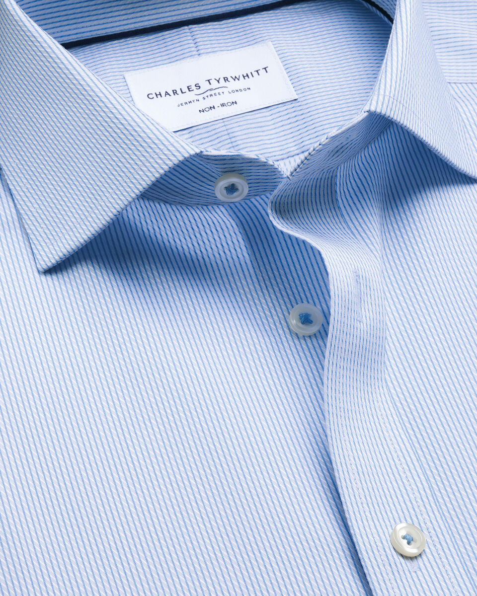 Charles Tyrwhitt Non-Iron Stretch Greenwich Weave Shirt – Cornflower Blue
