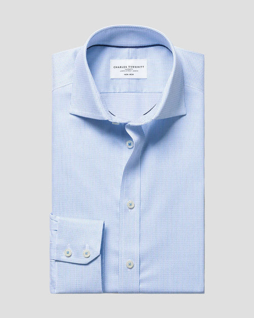 Charles Tyrwhitt Non-Iron Stretch Greenwich Weave Shirt – Cornflower Blue
