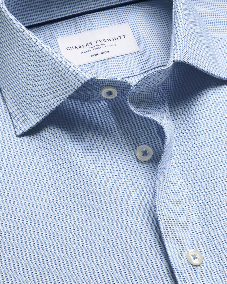 Charles Tyrwhitt Non-Iron Stretch Greenwich Weave Shirt – Indigo Blue