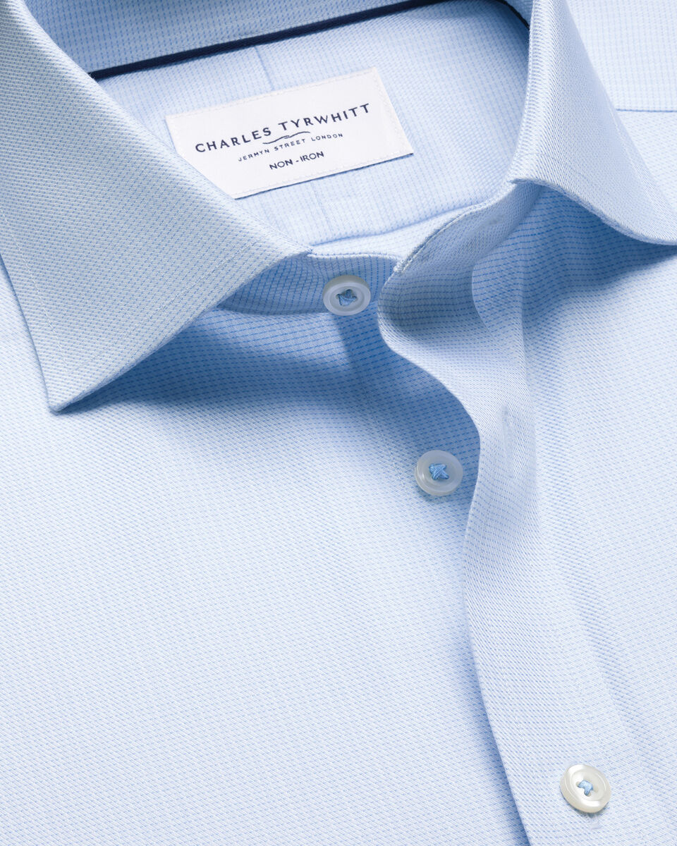 Charles Tyrwhitt Non-Iron Stretch Greenwich Weave Shirt – Light Blue