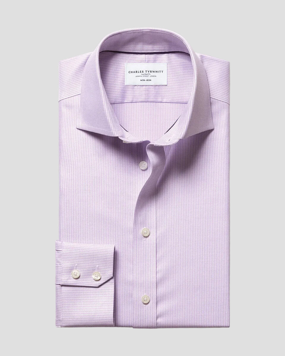 Charles Tyrwhitt Non-Iron Stretch Greenwich Weave Shirt – Lilac