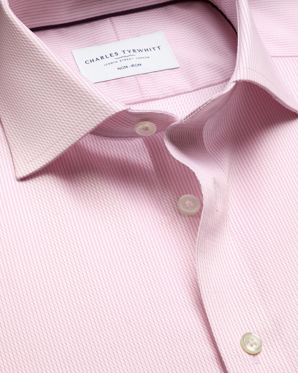Charles Tyrwhitt Non-Iron Stretch Greenwich Weave Shirt – Pink