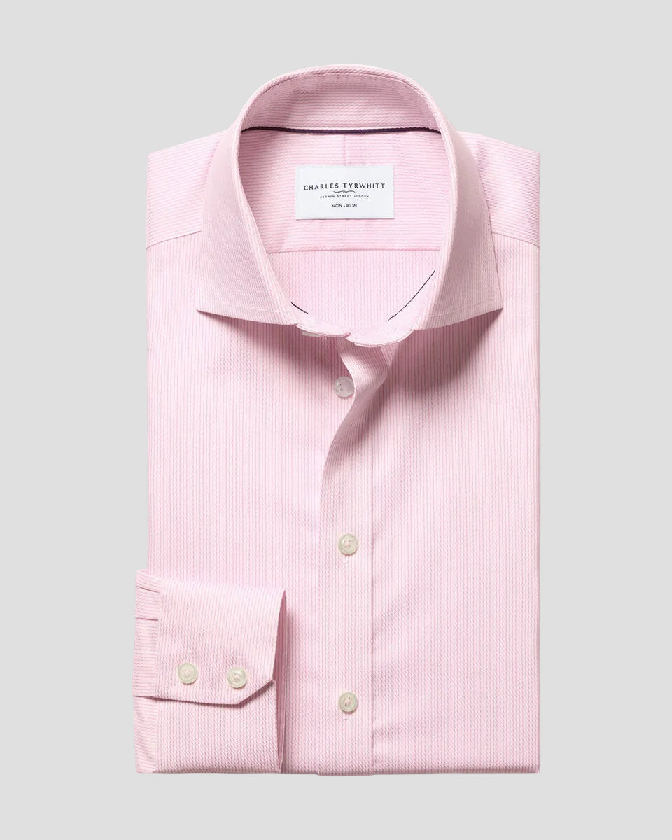 Charles Tyrwhitt Non-Iron Stretch Greenwich Weave Shirt – Pink