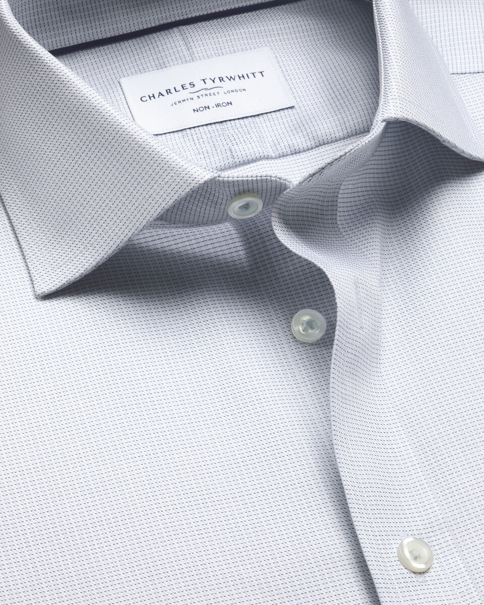 Charles Tyrwhitt Non-Iron Stretch Greenwich Weave Shirt - Grey