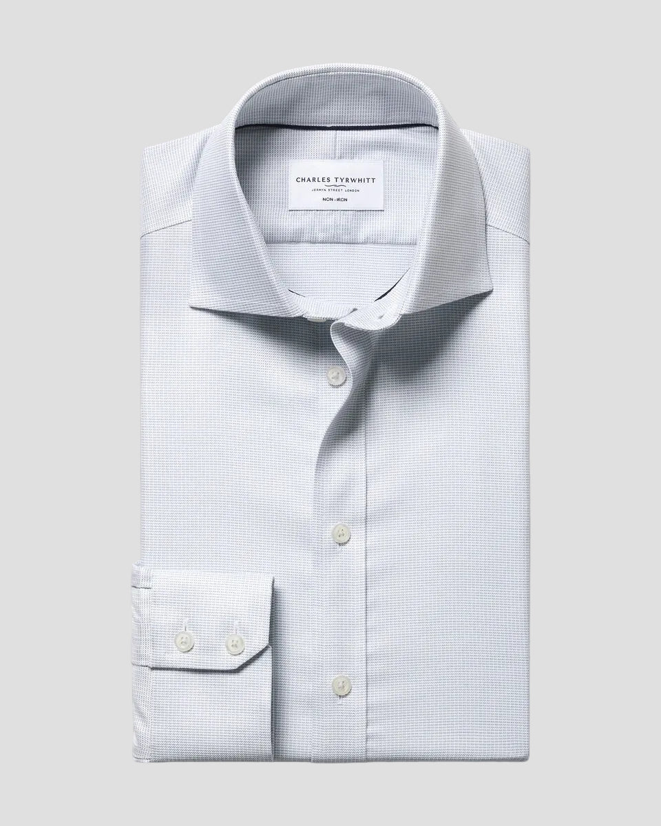 Charles Tyrwhitt Non-Iron Stretch Greenwich Weave Shirt - Grey