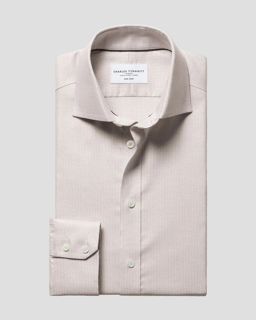 Charles Tyrwhitt Non-Iron Stretch Greenwich Weave Shirt – Stone