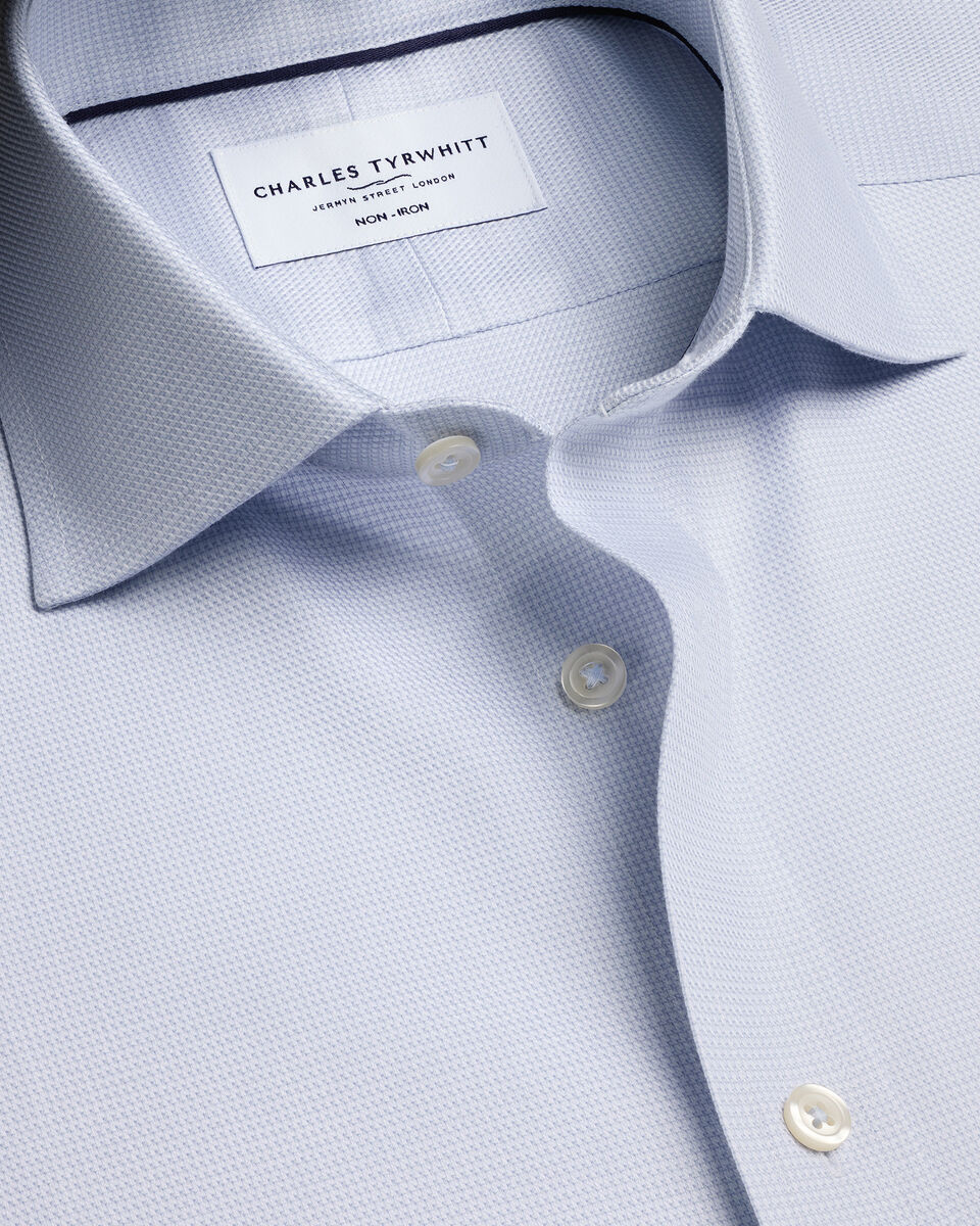 Charles Tyrwhitt Non-Iron Stretch Trafalgar Weave Shirt - Ice Blue