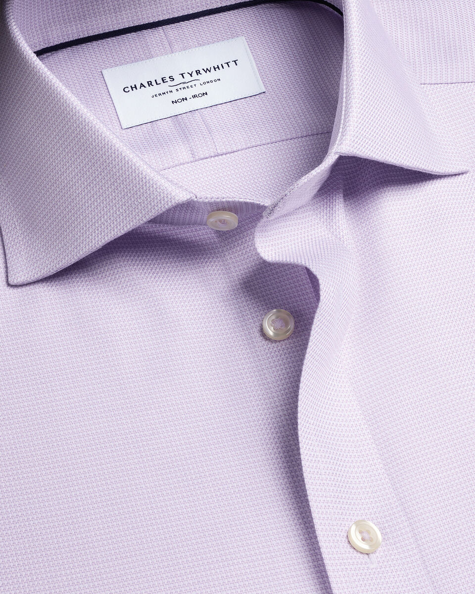 Charles Tyrwhitt Non-Iron Stretch Trafalgar Weave Shirt - Lilac