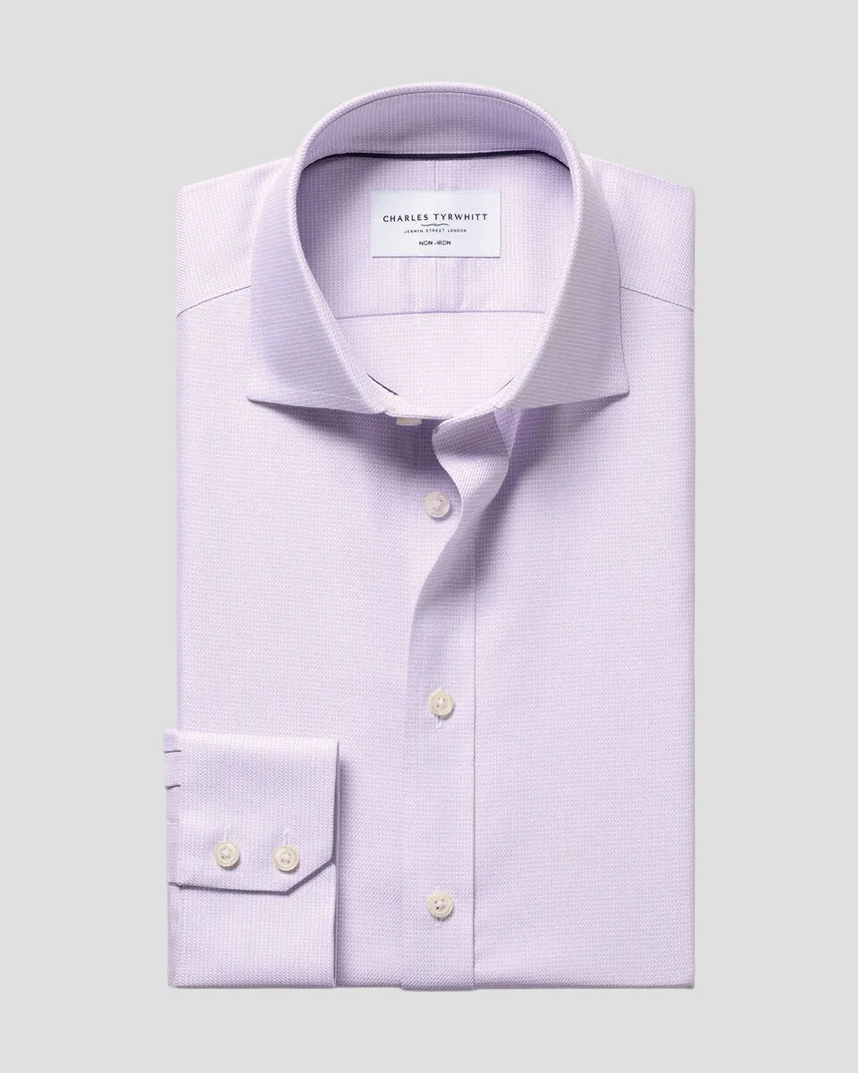 Charles Tyrwhitt Non-Iron Stretch Trafalgar Weave Shirt - Lilac
