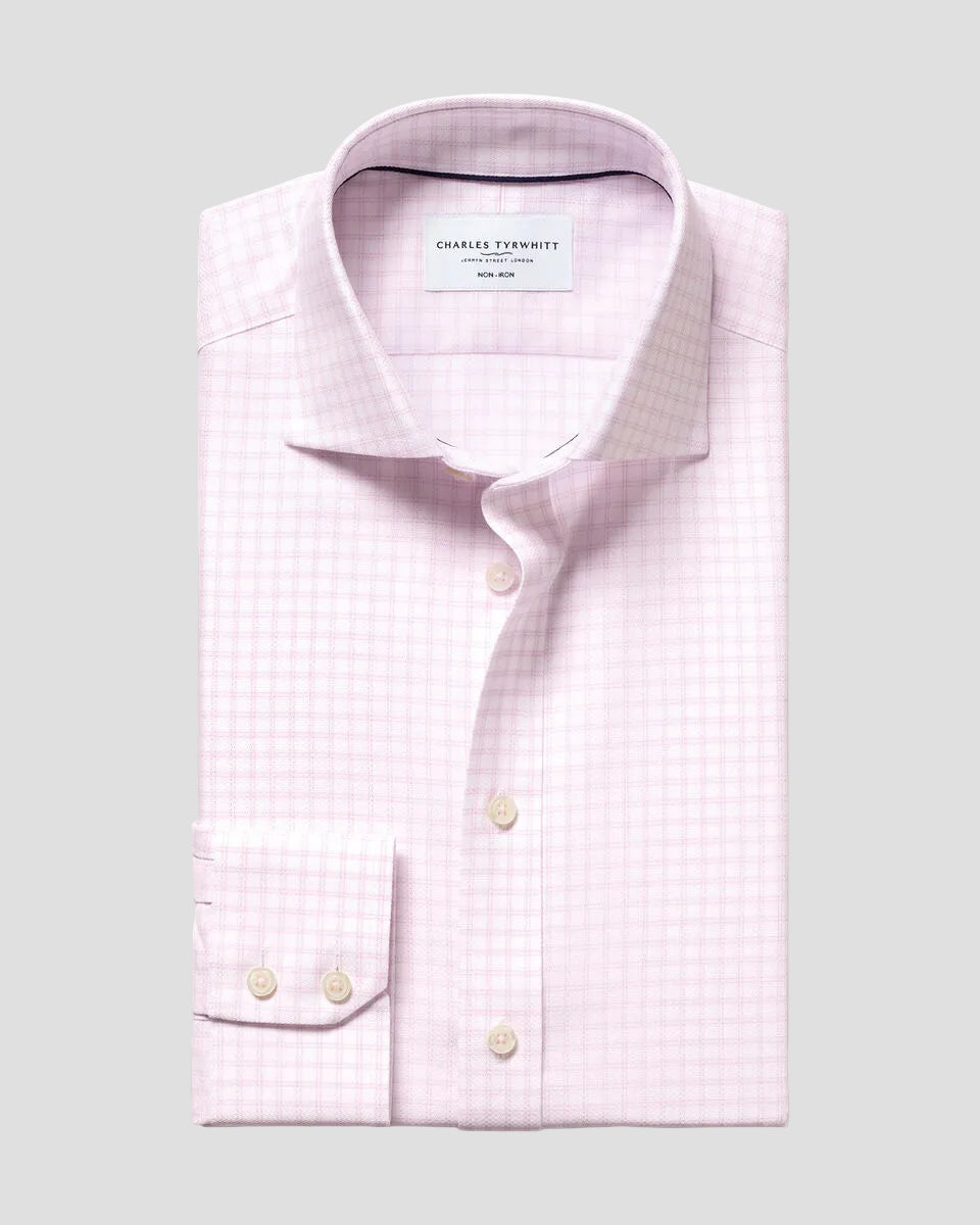 Charles Tyrwhitt Non-Iron Stretch Trafalgar Weave Shirt - Pink