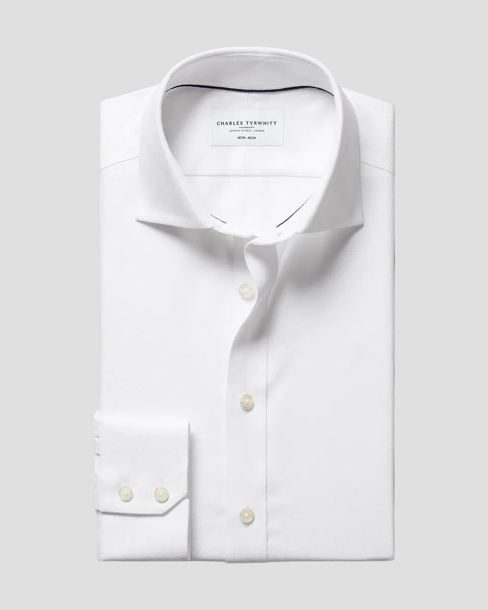 Charles Tyrwhitt Non-Iron Stretch Trafalgar Weave Shirt - White