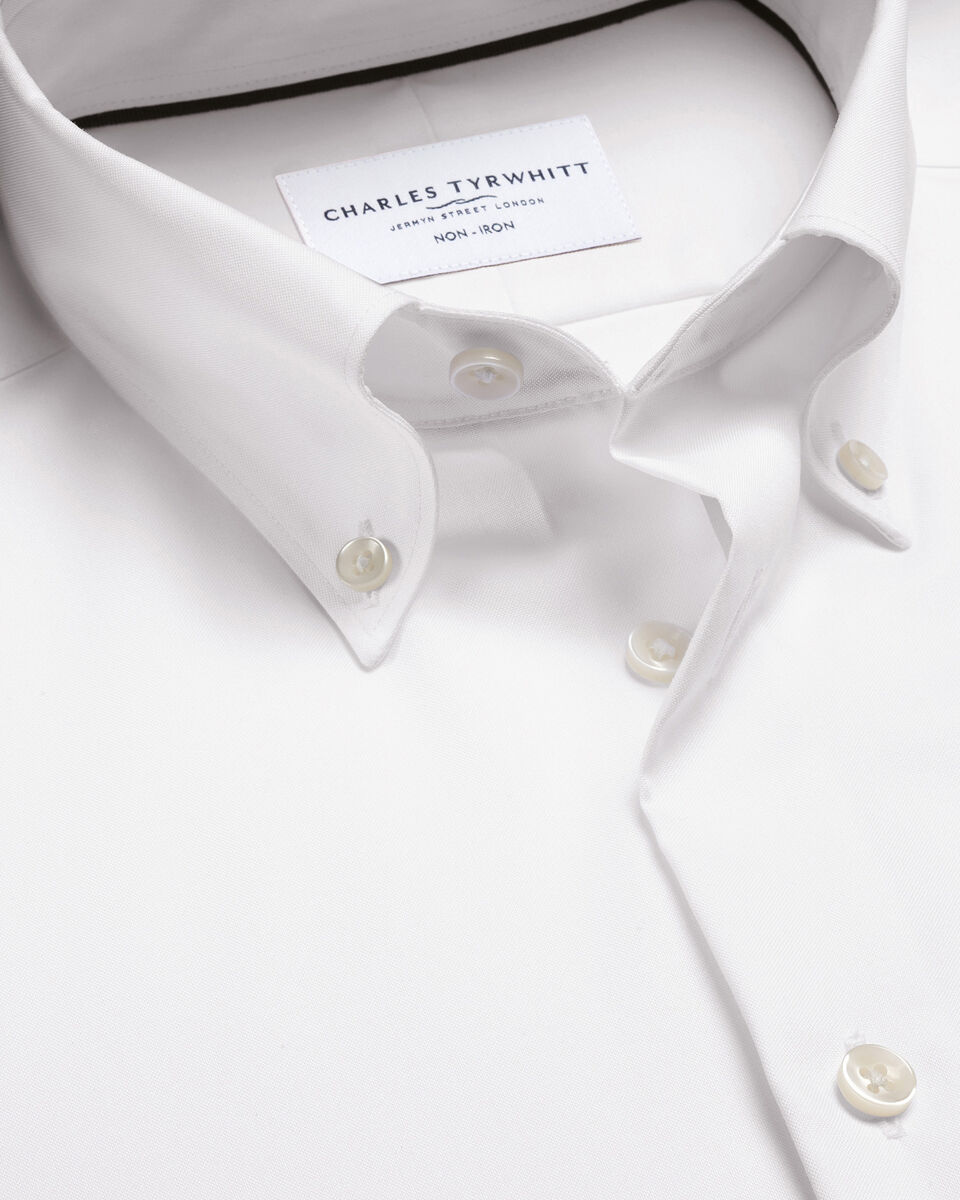 Charles Tyrwhitt Non-Iron Stretch Pinpoint Oxford Shirt - White