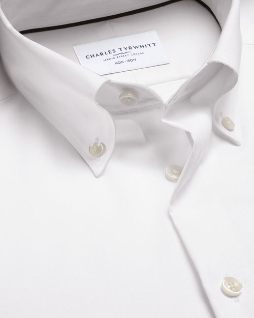 Charles Tyrwhitt Non-Iron Stretch Pinpoint Oxford Shirt - White