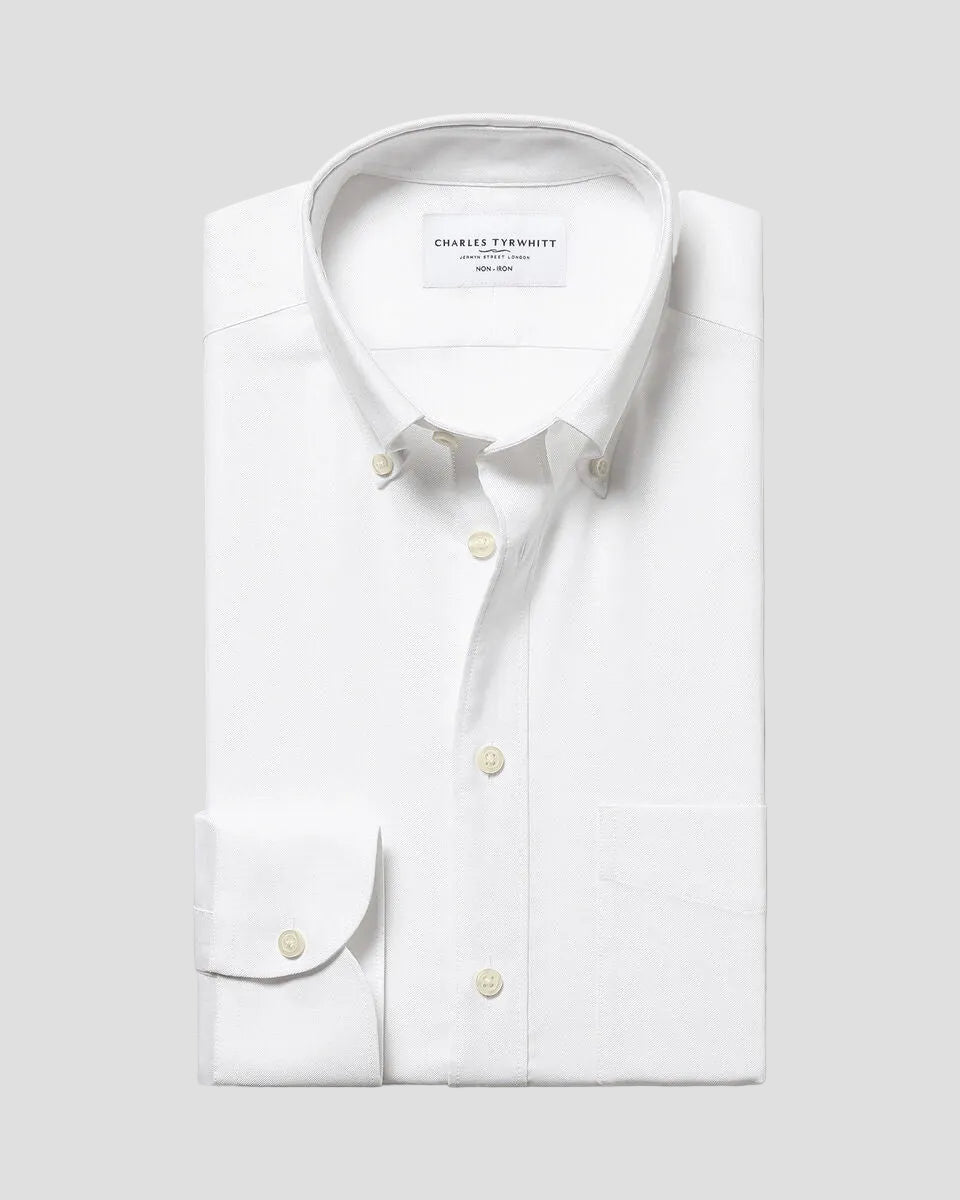 Charles Tyrwhitt Non-Iron Stretch Oxford Shirt - White