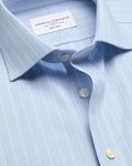 Charles Tyrwhitt Cutaway Collar Non-Iron Herringbone Stripe Shirt - Light Blue