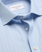 Charles Tyrwhitt Cutaway Collar Non-Iron Herringbone Stripe Shirt - Light Blue