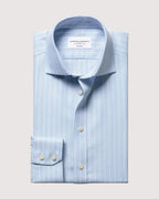 Charles Tyrwhitt Cutaway Collar Non-Iron Herringbone Stripe Shirt - Light Blue