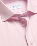 Charles Tyrwhitt Cutaway Collar Non-Iron Herringbone Stripe Shirt - Light Pink