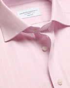 Charles Tyrwhitt Cutaway Collar Non-Iron Herringbone Stripe Shirt - Light Pink