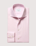 Charles Tyrwhitt Cutaway Collar Non-Iron Herringbone Stripe Shirt - Light Pink