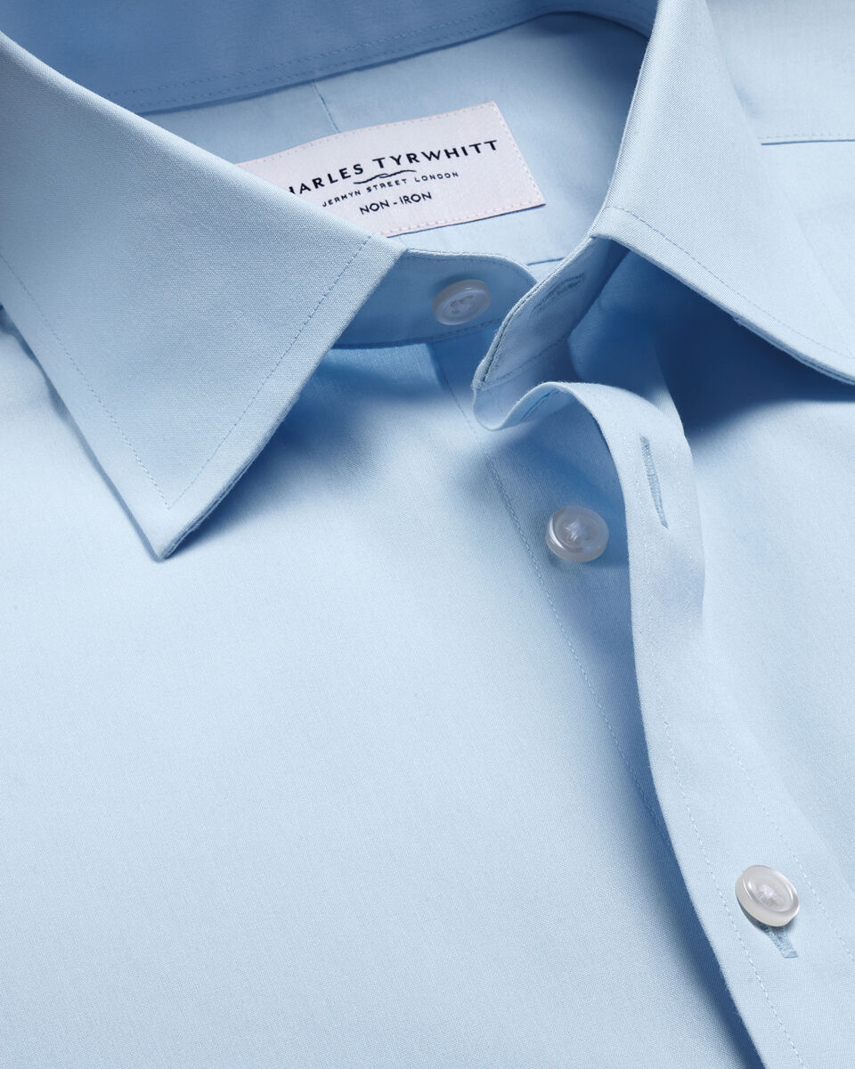 Charles Tyrwhitt Non-Iron Stretch Poplin Shirt - Sky Blue