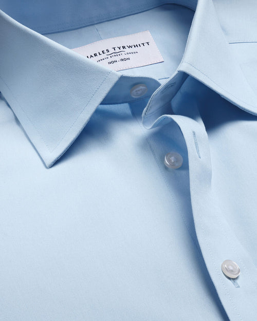 Charles Tyrwhitt Non-Iron Stretch Poplin Shirt - Sky Blue - LuxxeCoast