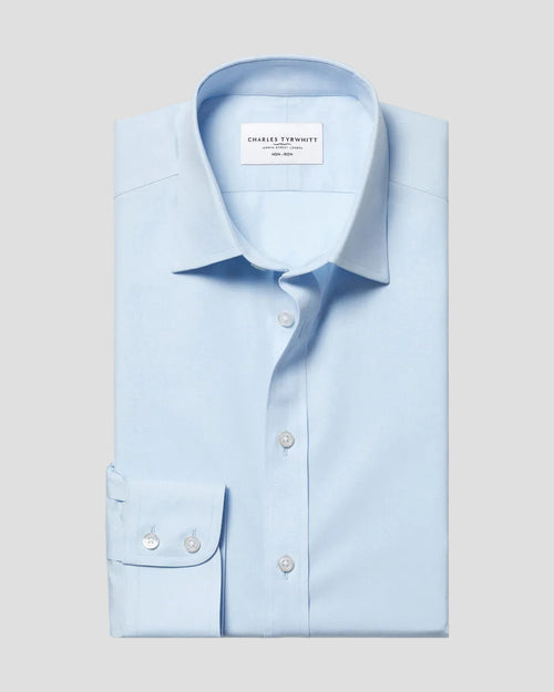 Charles Tyrwhitt Non-Iron Stretch Poplin Shirt - Sky Blue - LuxxeCoast