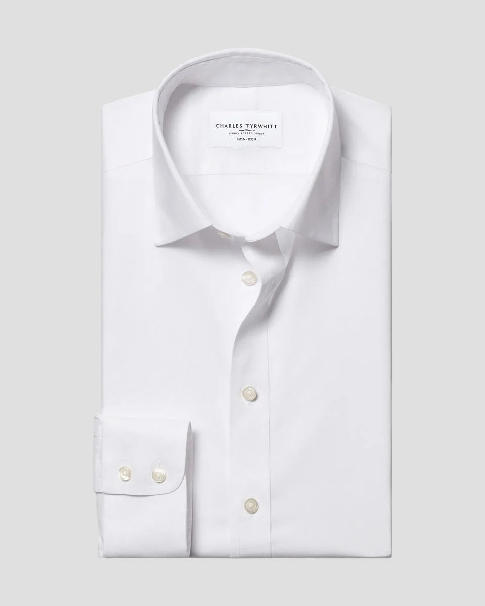 Charles Tyrwhitt Non-Iron Stretch Poplin Shirt - White
