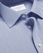 Charles Tyrwhitt Non-Iron Stretch Poplin Bengal Stripe Shirt - Royal Blue - LuxxeCoast