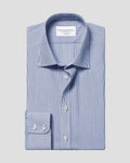 Charles Tyrwhitt Non-Iron Stretch Poplin Bengal Stripe Shirt - Royal Blue - LuxxeCoast