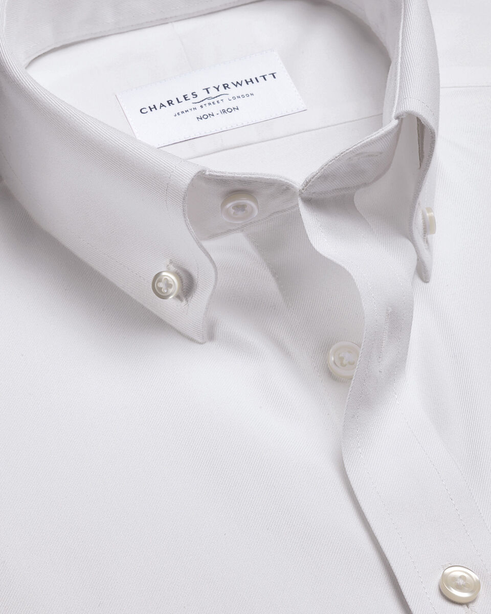 Charles Tyrwhitt Smart Non-Iron Twill Button-Down Shirt - White