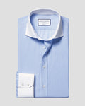 Charles Tyrwhitt Cutaway Collar Non-Iron Poplin Stripe Winchester Shirt - Sky
