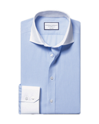 Charles Tyrwhitt Cutaway Collar Non-Iron Poplin Stripe Winchester Shirt - Sky