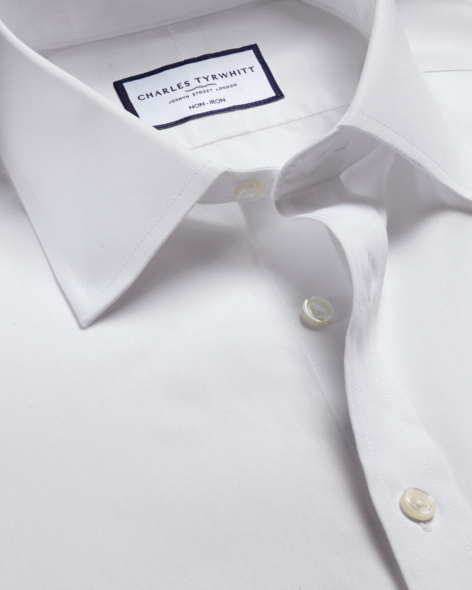 Charles Tyrwhitt Non-Iron Poplin Short-Sleeve Shirt - White