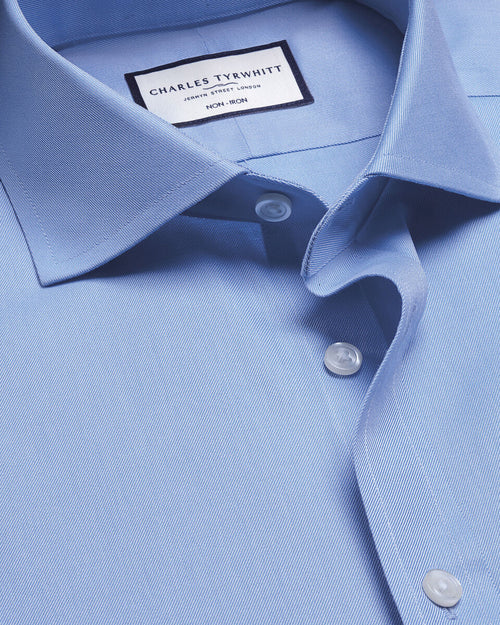 Charles Tyrwhitt Non-Iron Twill Shirt - Cornflower Blue - LuxxeCoast