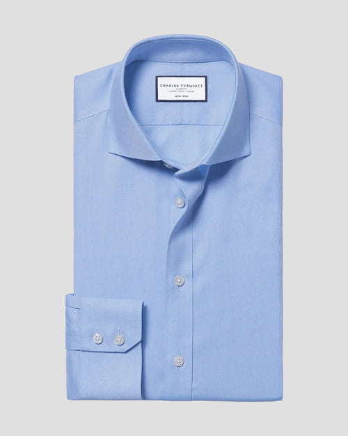 Charles Tyrwhitt Non-Iron Twill Shirt - Cornflower Blue - LuxxeCoast