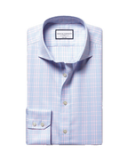 Charles Tyrwhitt Non-Iron Twill Prince of Wales Shirt - Sky Blue & Pink