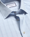 Charles Tyrwhitt Non-Iron Twill Prince of Wales Check Shirt - Light Blue