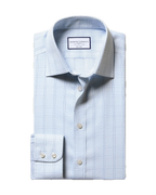 Charles Tyrwhitt Non-Iron Twill Prince of Wales Check Shirt - Light Blue