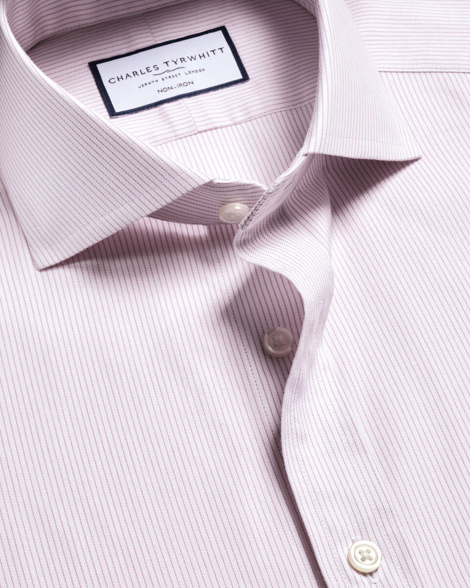 Charles Tyrwhitt Non-Iron Twill Stripe Shirt - Pink