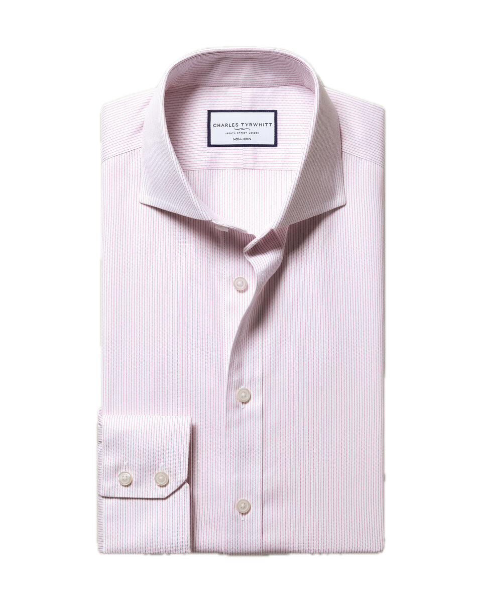 Charles Tyrwhitt Non-Iron Twill Stripe Shirt - Pink